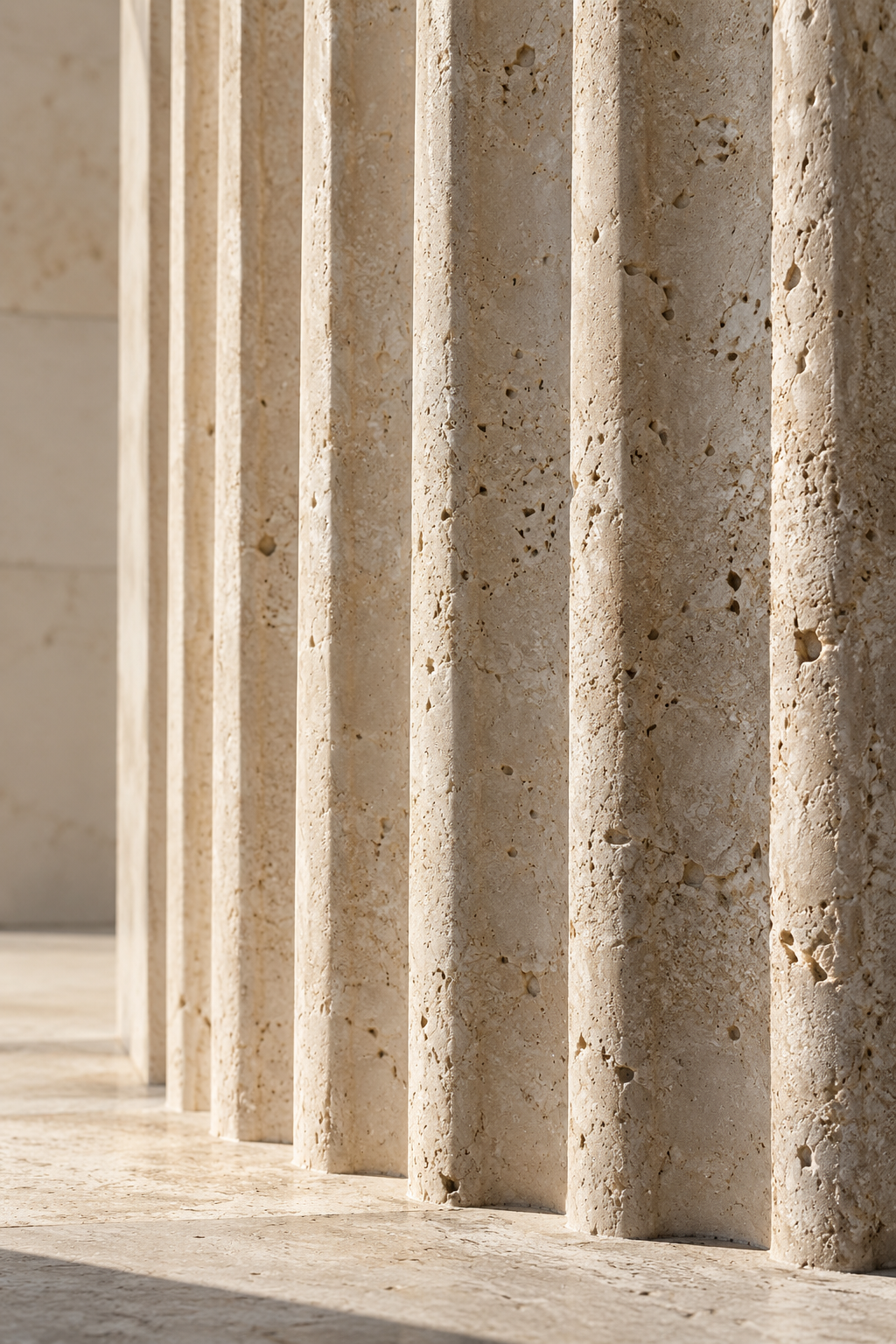 Inspiration reference: the texture and rhythm of fluted travertine